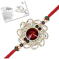 Live Evil Glorious Gold plated Kundan work Rakhi for Brother Sister with Raksha Bandhan Greeting Card having Traditional…