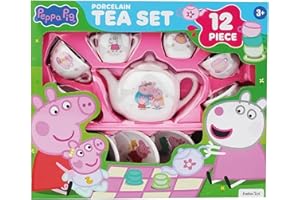Barbo Toys – Peppa Pig Teeservice aus Porzellan 12-teilig | Rollenspiel-Teeset für Kinder ab 3 Jahren | Tassen, Untertassen, Teekanne, Krug & Zuckerdose | Fördert Fantasie & soziale Fähigkeiten