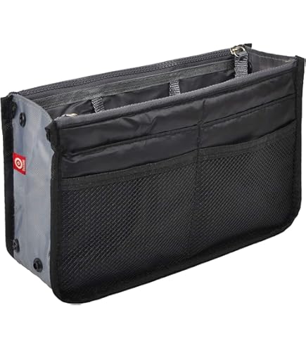 Organizer Per Borse Donna - Borsa Interna Espandibile Multitasche Con Manico | Nero, 28x10x16 Cm