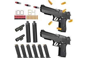 SUNSHINE SMILE 2 Stück Airsoft Pistole,164 Stück Schaumstoff Munition,Knallpistole,SchaumstoffPistole,Pistole Wüstenadler Mit Platzpatronen,Geschoss und Zielscheibe für Nerf