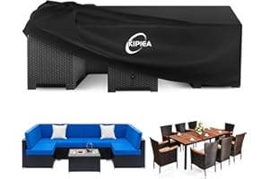 Kipiea Gartenmöbel Abdeckung Wasserdichte, Rechteckig Abdeckplane Gartenmöbel Schutzhülle Winterfest, 420D Oxford Gewebe Terrassenmöbel Abdeckung Anti-UV für Gartentische, Loungemöbel 242x162x100cm