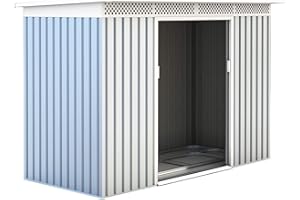 GARDIUN KIS12135 - Casetta Metallica Rutland 3,93 m² Esterno 142x277x184 cm Acciaio Zincato Silver/Bianco