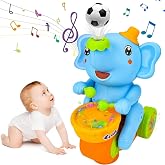 Musical Walking Elephant Toy with Drumming & LED Lights, Interactive Baby Toy with Sounds, Moving Elephant Toy, Early Educati