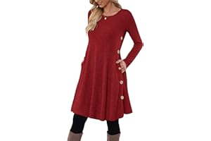 MOLERANI Jumper Dress for Women Long Sleeve Dress Ladies Button Tunic Dress with Pockets