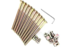 NOHJER 10 PCS M6*80mm Furniture Bolt Nut Set Zinc Plated Hex Socket Screw With L Type Wrench for Furniture Cots Beds Crib and Chairs (M6*80mm)