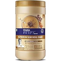 Saffola FITTIFY Gourmet Hi Protein Slim Meal-Shake, Meal Replacement with 5 superfoods, Coffee Caramel, 420 gm (12 servings)