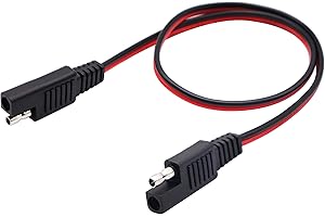AAOTOKK Cavo di Prolunga SAE 2 Pin Cavo di Prolunga Automobilistico SAE a SAE DC Cavo di Collegamento Rapido per Pannelli Solari per Rimorchio da Campo (0,5 m/1,5 Piede)