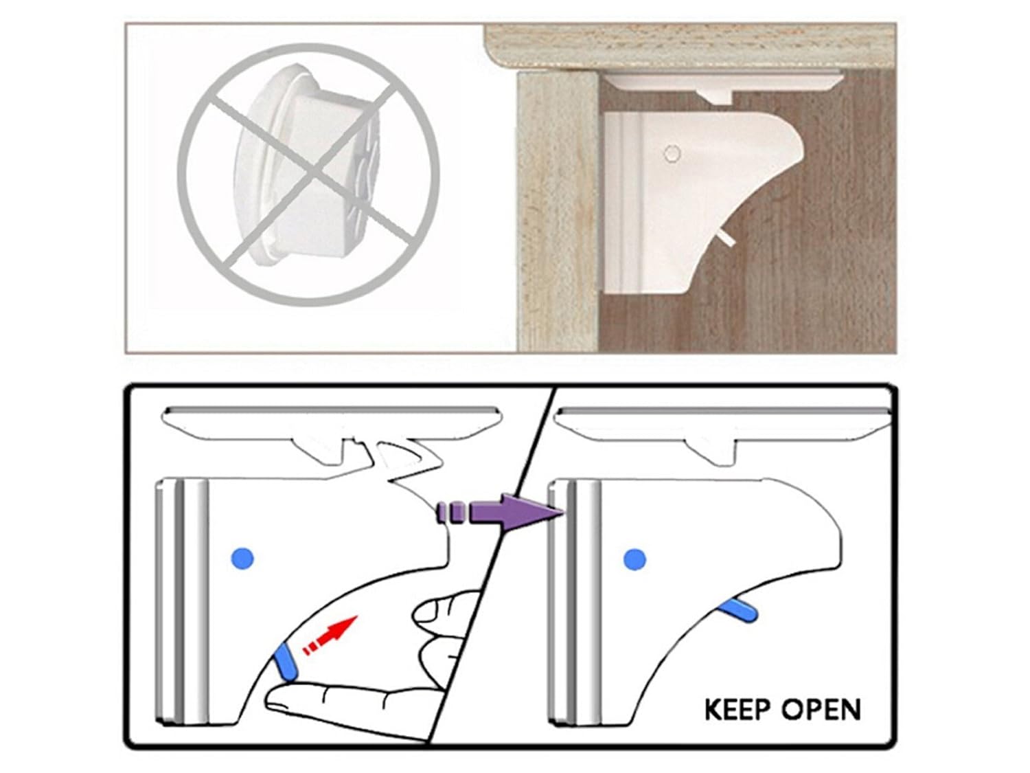 Product 4 Locks + 2 Keys Pack Child Safety Cupboard Locks