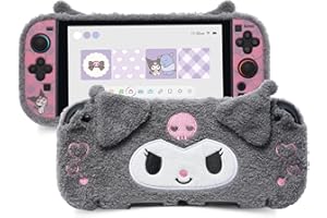 Kuitmor Cute Plush Protective Case Compatible with Switch 2 (2025), Anti-Scratch and Shock-Absorption Hard PC Shell Cover for Switch 2 Game Console and Joystick Controller - KLM