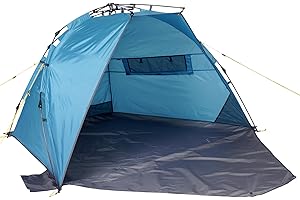 ‎UQUIP Uquip Strandmuschel Speedy Petrol I 150 x 115 x 200 cm I UPF 50+ Strandzelt zum Schutz vor Sonne, Wind & Regen I tragbares Beach Zelt mit Quick-Up System I ideal für Strand, Camping & Picknick