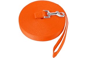 NavoX Laisse de dressage pour chien de 5 m, 10 m, 15 m, 20 m, 30 m, extra longue laisse en nylon solide, crochet robuste pour chiens de petite, moyenne et grande taille, orange