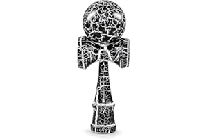 DCFORM ★Bilboquet Kendama ★Vert/Noir CraqueléJouet Japonais Traditionnel en Bois pour Enfants & Adultes Améliore Les Réflexes et la Dextérité Jeu d'adresse Augmente les Compétences cognitives (Noir/Blanc)