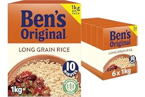 BEN'S ORIGINAL Long Grain Rice, Bulk Multipack 6 x 1kg boxes (Total 6kg)