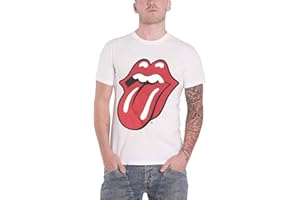 The Rolling Stones Men's Classic Tongue with Soft Hand Inks T-Shirt, White, (Size: Large)