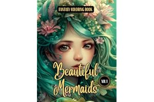 Fantasy Coloring Book Beautiful Mermaids Vol. 1: For Adults and Teens | Black Line and Grayscale Mermaid Images for Relaxation and Stress Relief