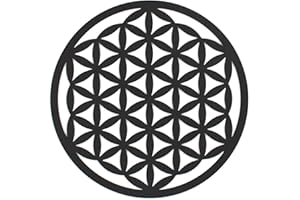 CONTRAXT Blume des lebens wanddeko. Mandala lebensblume wanddeko vintage deko wandbild blume des lebens deko aus holz wand Esoterik geschenke zen meditation nicht-metall (Blume des Lebens, Schwarz)