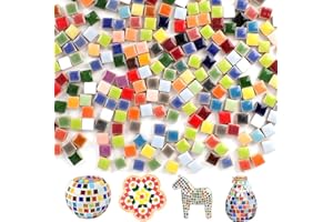 Tutamaz Lot de 500 carreaux de mosaïque carrés en céramique pour travaux manuels, projets de mosaïque, petits carreaux de mosaïque pour salle de bain, cuisine, décoration d'intérieur, vases, tasses,