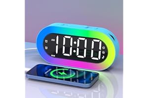 TE-RICH Alarm Clock for Kids, Small Bedside Digital Clock with Colour Changing Night Light, Sound Machine, USB Charging Port, Dual Alarm, Loud LED Clock for Boys Girls Teens Seniors Heavy Sleepers