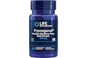 Life Extension, Pycnogenol, Estratto di Corteccia di Pino, 100 mg, 60 Capsule vegane, Testato in Laboratorio, Senza Glutine, Vegetariano, Senza Soia, Non OGM