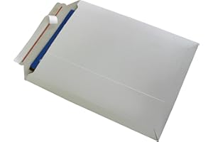 PACKSMART Versandtaschen weiß ungestrichen Vollpappe weiß Karton DIN A3 - flach:455x320mm / aufgestellt 440x270x50mm (PS.195) (10)