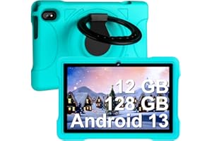 AOCWEI Tablet para Niños Android 13, Tablet 10 Pulgadas| 12GB RAM 128GB ROM Ampliable a 512GB| Octa Core| Control Parental| Kids Educativos| 5G WiFi| Dual Cámara| Funda EVA