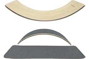 KiddiRedi® Wooden Balance Board Montessori Wobble Sensory Feeling Toddler Kids Adults Curvy Seesaw Swing Learning Development Health Physical Education Toy Free Extra Felt Toy Wood Play Autism ADHD