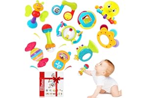 EastSun Baby Sensory Toys 0-6 Months, Baby Rattle Toys Set 6 9 12 Months, Newborn Sensory Toys 0-3 Months Girls Boys Infants, Baby Maracas Shaker Grab Rattles Early Educational Toys