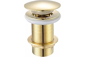 Xcel Home™ Finitura Oro Scarico a scomparsa per Lavabo, tappo per lavello a Forma di Cupola a fungo, tappo per lavello di bagno e cucina, in ottone massiccio con attacco Standard UK