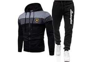 SPONYBORTY Ensemble de survêtement pour Hommes Jogging Suit Lambo.RGhi.ni Hooded Zip Jacket + Pants Sportswear Astual