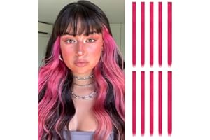 ARWIG 10 extension colorate per capello, 55,8 cm, lisci, accessori per capello per ragazze, extension con clip (rosso rosa)