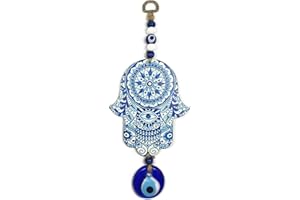 MYSTIC JEWELS - Hamsa della Mano di Fatima in Legno con Occhio Turco per buona Fortuna e energia in casa