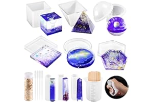 OSELEE Resin Moulds Silicone, 21Pcs DIY Epoxy Resin Moulds Kit for Beginners Making Jewelry/Candle/Soap, Include Coaster, Ashtray, Cube, Pyramid, Spherical, Pendant Mold, etc