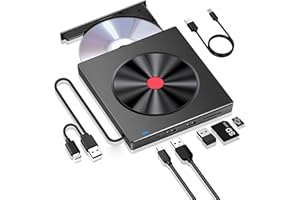 ‎BEVA BEVA Externes CD DVD Laufwerk USB 3.0 Typ-C,Extern mit SD/TF-Kartenleser Portable CD DVD RW Brenner,External DVD Drive, Schnelle Datenübertragung für Laptop Desktop PC Windows 11/10/8/7 MacOS MacBook