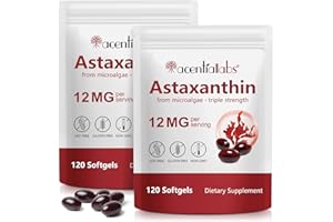 VALAVIE Astaxanthin 12mg Premium Astaxanthin Antioxidant Supplements Triple Strength Skin Vitamins for Women with Antioxidant Activity Supports Eye, Joint, Skin Health No Gluten-120PCS (240PCS)