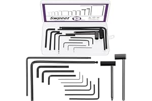 Swpeet 13Pcs Guitar Allen Wrench Set, Including 9Pcs Allen Wrench, 7mm & 8mm Truss Rod Hex Box Wrenches and 4mm & 5mm Ball End Truss Rod Wrenches, Fit for Guitar Bass Neck Bridge Nut Screw Adjustment