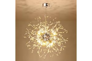 XEMQENER Chandeliers Ceiling Light, Modern Chandeliers Pendant Light, 8-Light Golden Crystal Flush Mount Ceiling Light Fixture for Living Room Bedroom Dining Room Kitchen