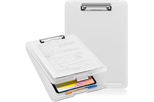 SITHON Planchettes à pince A4 avec rangement, Léger Porte Document A4, Presse-papiers Dossier pour Infirmière Médecin Enseignants Étudiants Coach de vente Conférence de bureau d'école, (Transparent)