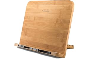 READAEER Leggio in legno, bookstand bambù, Lettura Supporto Notebook e ricettario per Cucina in bambù Pieghevole