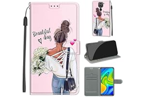 SIENIANLINE Funda para Xiaomi Redmi 10X 4G, Carcasa Libro con Tapa de Cuero Piel Billetera Case Flip Cover con Kickstand, Hebilla Magnetica, Ranuras para Tarjetas Carcasa para Xiaomi Redmi Note 9