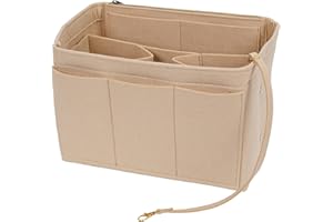 NOTAG Bag Organiser, Felt Handbag Organiser Insert Purse Organiser with Detachable Bag and Key Chains (Beige- Upgrade)