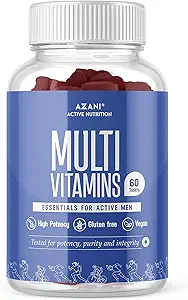 Azani Active Nutrition Multivitamin Tablets for Men | Vitamin C, Vitamin D, Calcium, Iron, Magnesium & Zinc | Vitamins, Minerals & Antioxidants for Active Men - 60 Tablets