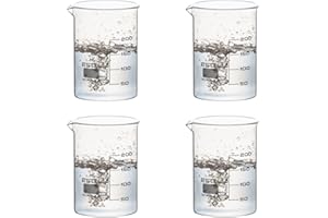 THIS-TRADING This-Trade - 4 x 250ml Lab glass Beaker Low Form Boro Glass with spout . 250ml Scientific labglass Beakers. 3.3 Borosilicate glass container Printed Graduation (Vol: 4 x 250ml)