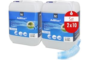 Höfer Chemie AdBlue 2 x 10L avec bec verseur - solution d'urée pour voitures diesel telles que BMW et VW - bidon avec bec verseur - réduit les oxydes d'azote toxiques