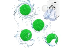 JIUZCARE Bolas de Secado 4 Pcs 6.5cm Bolas de Secadora de Reutilizables para Secadora Bolas de Lavado Ecológicas Bolas para Secadora de Ropa Reduce Las Arrugas de La Ropa y Acelera el Secado, Verde