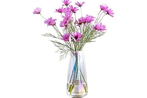 FANTESTICRYAN Ins Modern Glass Vase Crystal Clear Flower Vase for Home Office Decor (Neon Clear)
