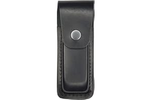 VlaMiTex Fodero per Coltello Tascabile Coltelli Pieghevole Supporto per Multitool Attrenzzi in Pelle Nero (12 x 3,5 x 1 cm - M25)