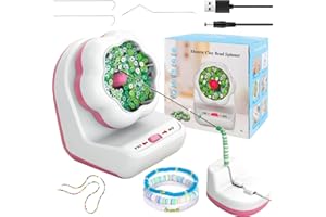 KTCINA Clay Bead Spinner, Electric Bead Spinner for Jewelry Making Beading Bowl Spinner Bead Stringing Machine with Needles Bead Spinner Tool for Clay Beads DIY Earrings Bracelets Necklaces Making