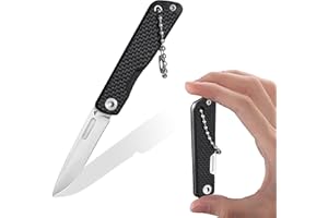 FLISSA Mini scyzoryk, mały nóż składany, ostre ostrze ze stali 14C28N, nóż składany z uchwytem G10, tylko 28,5 g, czarny