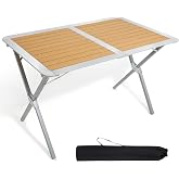 Timber Ridge Folding Camping Table for 4-6 People Aluminium Garden Table 110 x 70 cm, Portable Folding Table with Carry Bag O