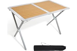 ‎TIMBER RIDGE TIMBER RIDGE Campingtisch Faltbar 110x70cm Klapptisch für 4-6 Personen Falttisch Aluminium mit Aufrollbare Tischplatte Tragetasche Holzoptik für Picknick Garten Wandern Reisen